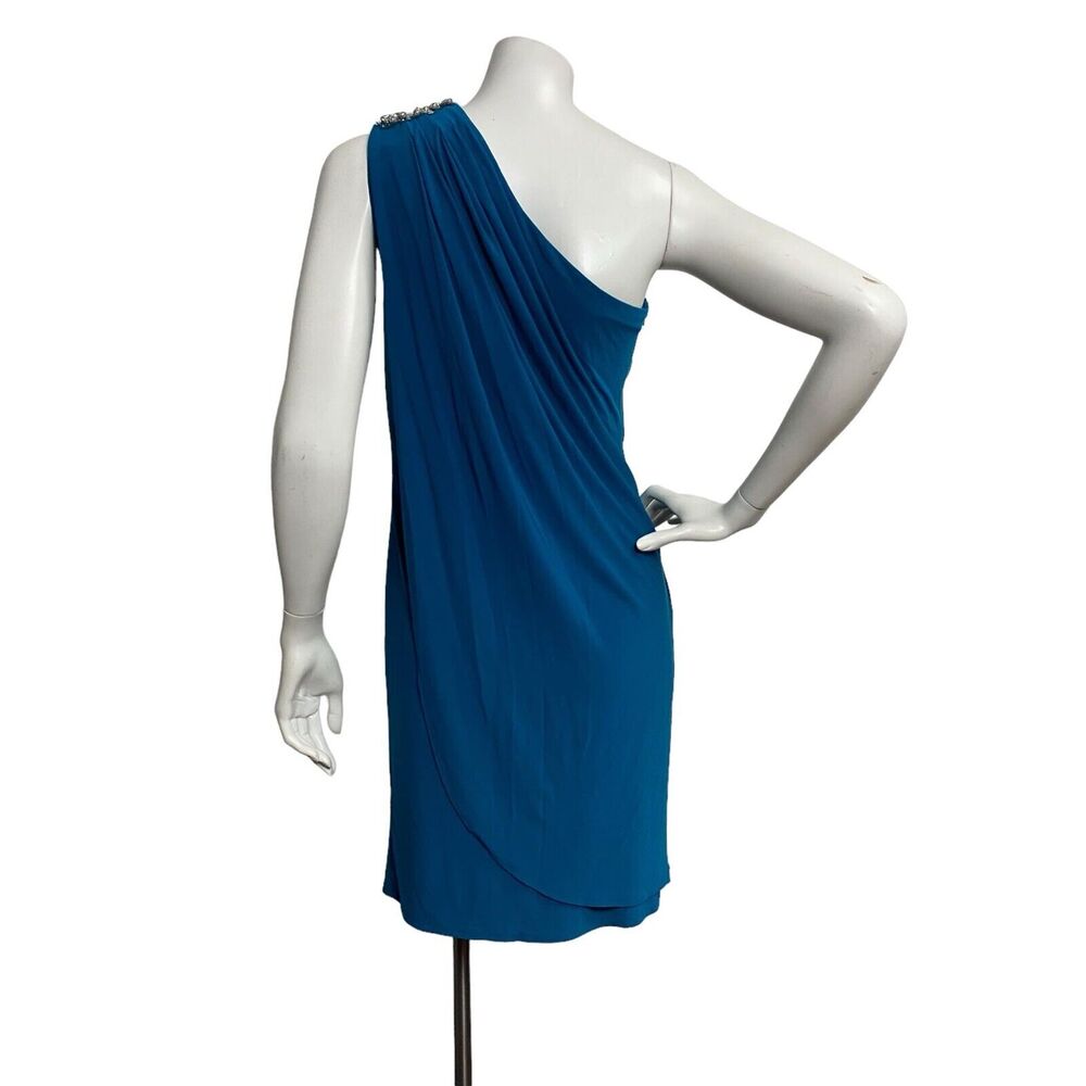Cache Women's Blue one shoulder crystal Size 0 Evening Casual Mini Formal Dress - Picture 5 of 9